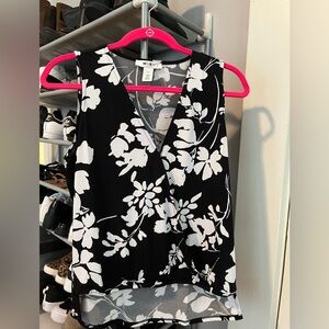 Black and white sleeveless top